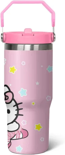 Vista 10 de Vaso para Adultos Botella de Agua Tazas de Doble Pared para Niños 20 oz Rosa Taza de Café Cosas de Gato Vaso Aislado Regalos para Niñas Mujeres