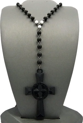Vista 3 de COLLAR VERITAS AEQUITAS CRUZ BOONDOCK SAINTS COLLAR DE CRISTAL CON CUENTAS ROSARIO