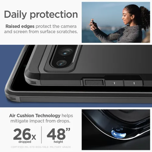 Vista 5 de Spigen Tough Armor diseñada para Pixel 8 Pro Case (2023) [Soporte de apoyo] [Protección de grado militar] - Negro