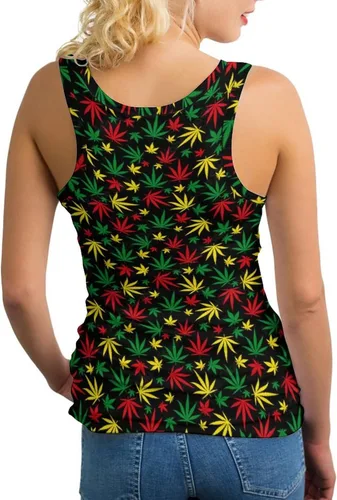 Vista 2 de Leaf Weed Rasta Marihuana - Camiseta sin mangas para mujer, chaleco deportivo clásico, camiseta deportiva para yoga, sin mangas
