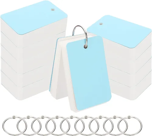 Vista 11 de PATIKIL Tarjetas de índice en blanco con anillo, 1000 tarjetas flash en blanco de 2.8 x 1.6 pulgadas, cartulina de notas de estudio para aprendizaje