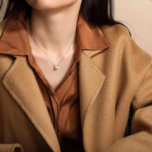 Vista 4 de S.Leaf - Collar con colgante de plata de ley con circonia cúbica y solitario, para mujer