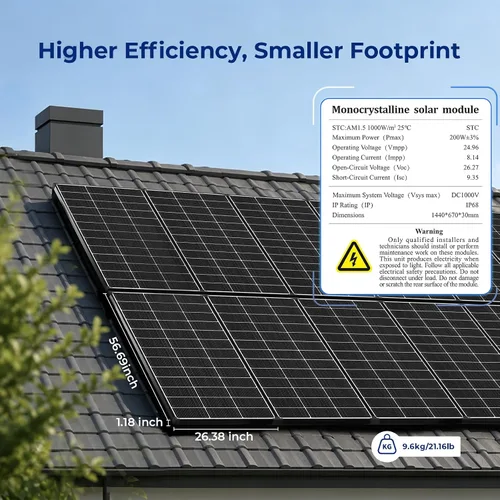 Vista 6 de 200 Watt Solar Panels N-Type 18BB Solar Panel 25.6% High-Efficiency Transparente