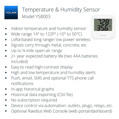 Vista 2 de Sensor de temperatura inalámbrico inteligente y sensor de humedad de amplio rango (-22 a 158 grados) para monitoreo de refrigerador, monitoreo