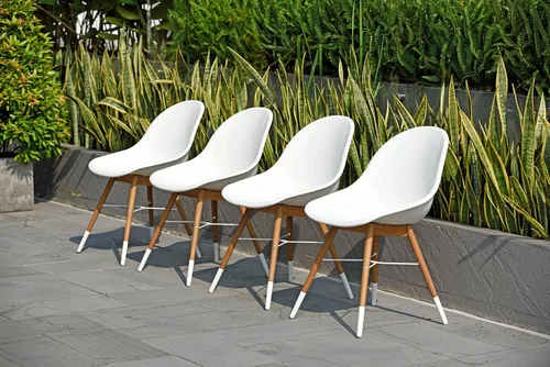 Vista 4 de Amazonia Cannes - Juego de comedor rectangular para patio, 7 piezas, color blanco