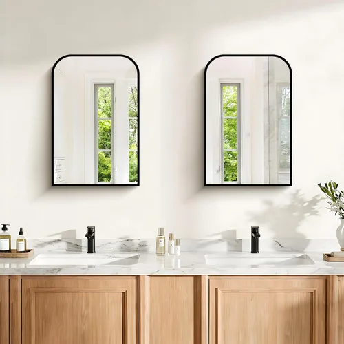 Vista 2 de COFENY Espejo de baño, espejo rectangular negro de 16 x 24 pulgadas para montar en la pared con marco delgado, espejos de tocador de baño para sobre