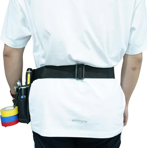 Vista 8 de MELOTOUGH Cinturón de red con hebilla para herramientas, cinturón de 2 pulgadas de ancho, estilo simple negro para carpinteros y contratistas