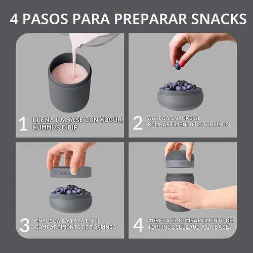 Vista 3 de Bentgo Snack Cup - Contenedor de bocadillos reutilizable con diseño a prueba de fugas, compartimento para aderezos y tapa de doble sellado, portátil