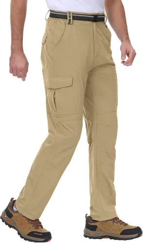 Vista 6 de TBMPOY Pantalones de senderismo y montaña, ligeros, impermeables, con cinturón, secado rápido, para hombres