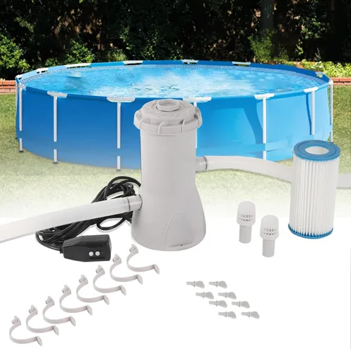 Vista 7 de TonGass Bomba de filtro de piscina de 300 GPH para piscinas pequeñas sobre el suelo, sistema de bomba de filtro de cartucho con GFCI, bomba