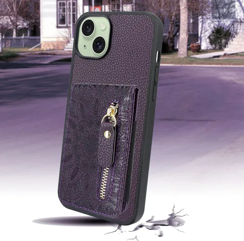 Vista 5 de Harryshell Funda compatible con iPhone 15 Plus/14 Plus con ranuras para tarjetas [soporta hasta 6 tarjetas] Función de atril, bolsillo