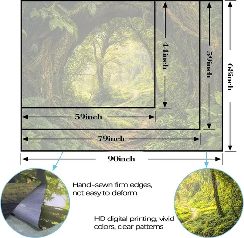 Vista 5 de Kanuyee Tapiz de bosque verde, tapiz de paisaje para pared, tapices de naturaleza para techo y pared, colgante para dormitorio, sala de estar