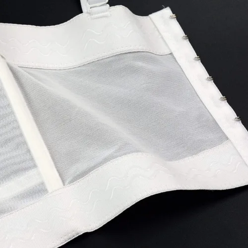 Vista 9 de ELLACCI Top corto de malla con cadena de diamantes blancos para mujer corsé push up con correa desmontable Blanco