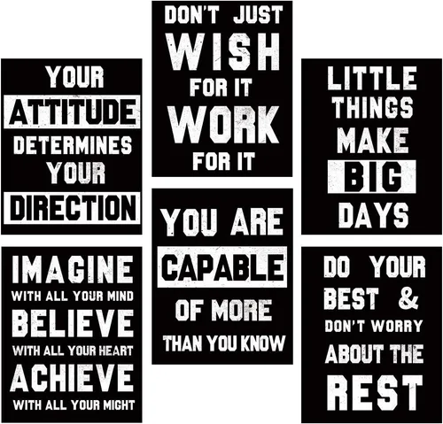 Vista 8 de Homanga Pósteres motivacionales para pared, impresiones artísticas positivas para decoración de oficina, juego de 6, arte de pared con cita