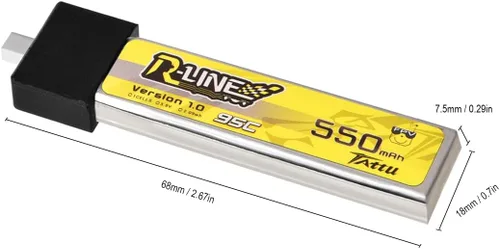 Vista 8 de 4pcs BT2.0 550mAh1S Lipo Batería 3.8V 95C FPV Batería para 1S FPV Racing Whoop Drone Quadcopters como Air75, Meteor75 Pro, Cetus Pro, Cetus X Drones