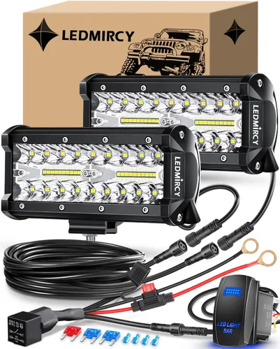 Vista 10 de LEDMIRCY Kit de barra de luz LED de 7 pulgadas con interruptor basculante, 6 modos, barra de luz blanca ámbar para todo terreno con función