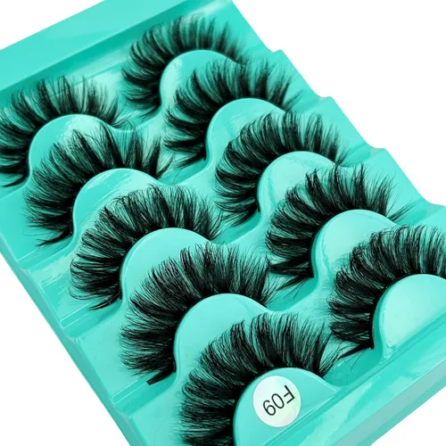 Vista 4 de Pestañas postizas de visón con volumen que parecen extensiones glamorosas y rizadas, paquete de 5 pares