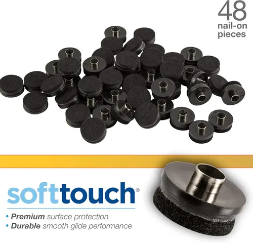 Vista 4 de SoftTouch Deslizadores redondos de fieltro para clavos de 1 pulgada, almohadillas protectoras de fieltro resistentes para muebles de madera y Negro