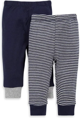 Vista 8 de Burt's Bees Baby Organic Cotton Knit Pants, Baby Sweatpants, Infant Bottoms Gris Sólido/Rayas 2-pk