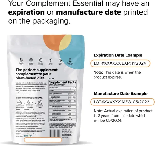 Vista 9 de Complement Multivitamínico vegano esencial para mujeres y hombres - Suplemento de apoyo inmunológico con Omega-3 DHA y EPA, B12, vitamina D3 y K2