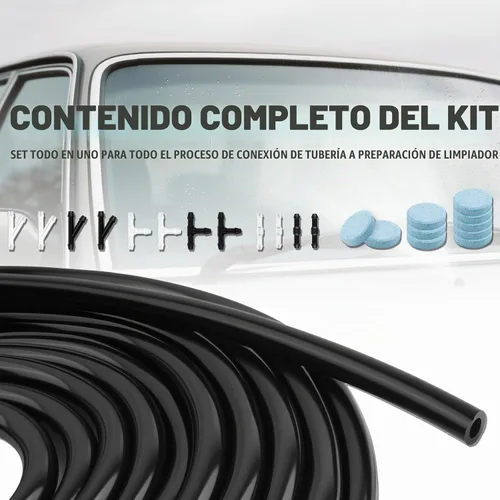 Vista 7 de Kit de manguera de limpiaparabrisas de 13.12 pies, kit de reparación de manguera de fluido flexible con 12 conectores y tabletas de líquido