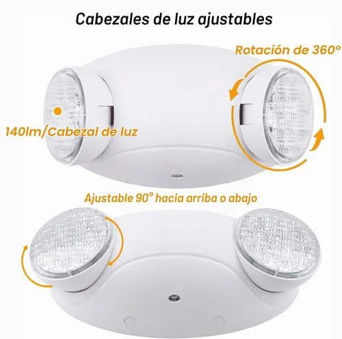 Vista 2 de LIT-PaTH Accesorios de iluminación LED de emergencia con 2 cabezales LED de ojo de insectos y baterías de respaldo, luz de salida estándar de EE.