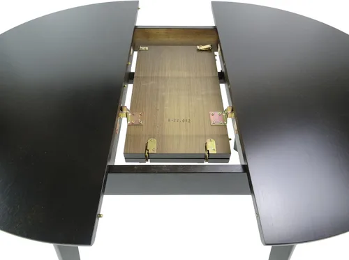 Vista 6 de Ellis - Mesa de comedor redonda extensible de 35.5 a 45 pulgadas, madera maciza, color espresso