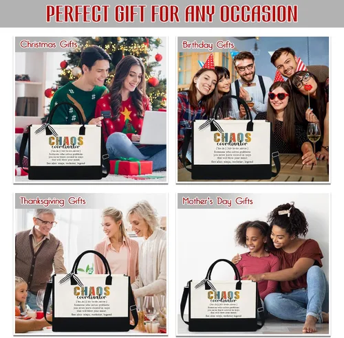 Vista 6 de Regalo para mujeres, mamá, profesora, regalos de cumpleaños para jefa, amiga, compañera de trabajo, bolsa de lona de 13 onzas con cremallera