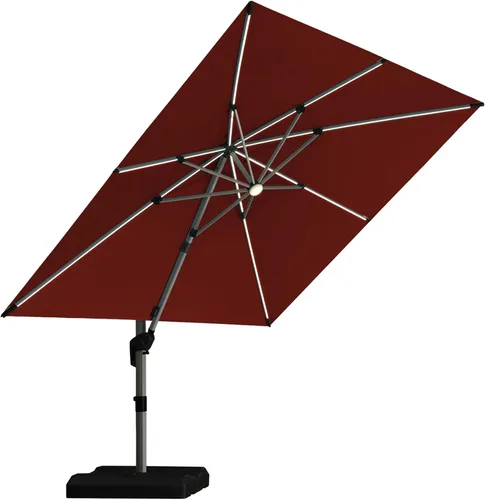 Vista 79 de PURPLE LEAF Sombrilla de patio de 9 x 12 pies con luces, sombrilla rectangular voladiza para exteriores, funciona con energía solar, LED