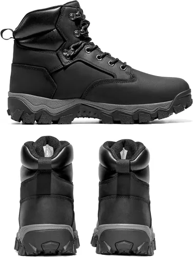 Vista 6 de NORTIV 8 Botas de senderismo para hombre, impermeables, a medio tobillo, botas de trekking para exteriores, botas de senderismo de cuero