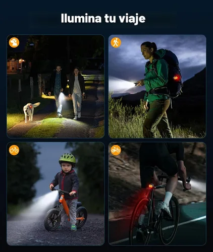 Vista 7 de Zewdov High Lumen Super Bright Bike Lights for Night Riding, Adjustable Modes Bicycle Lights Front and Rear, Rechargeable & IP65 Waterproof Bike