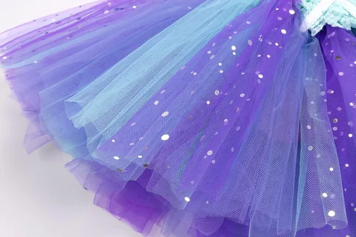 Vista 5 de SKCAIHT Vestido de sirena para niñas, disfraz de princesa de sirena, tutú para fiesta de cumpleaños