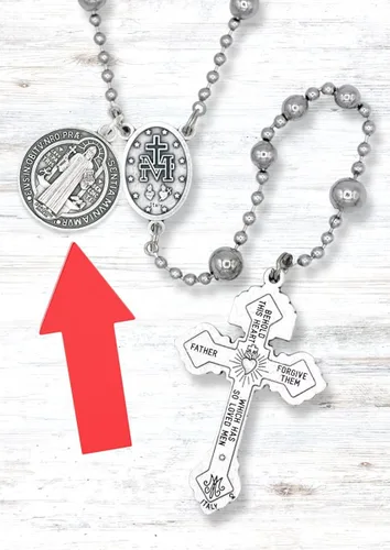 Vista 4 de Caritas et Fides Paquete a granel de 3 medallas redondas de San Benito católicas poderosas protección contra el mal y la adicción 1 14 pulgadas