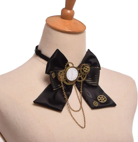 Vista 2 de BLESSUME Steampunk - Pajarita gótica para disfraz, accesorio retro vintage