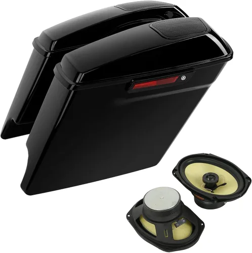 Vista 12 de TCT-MOTORPARTS Alforjas rígidas extendidas de 5 pulgadas x 7 pulgadas para bocinas Harley 2014-2024 Touring Road King, Road Glide, Street Glide