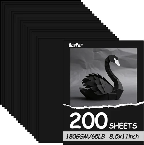 Vista 14 de OcePor 100 hojas de cartulina negra de 11" x 17", 65lb/180gsm Cartulina negra, papel de cartulina gruesa, papel de cartulina pesado para impresora