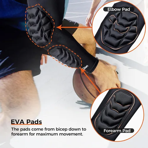 Vista 3 de COOLOMG Almohadillas acolchadas para el antebrazo del codo, soporte de protección para baloncesto, voleibol, 1 par