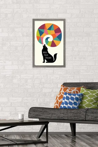 Vista 2 de Trends International Andy Westface - Wolf Woo Your Dream Wall Poster, 22.4L x 14.7W, Barnwood Framed Version