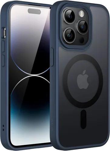 Vista 31 de JETech Funda magnética mate para iPhone 14, color negro Compatible con MagSafe, parte trasera mate translúcida, protección delgada a prueba