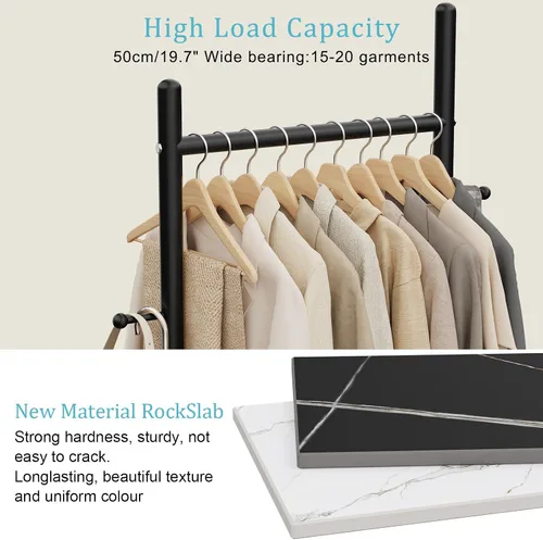Vista 7 de Nianerfaya Perchero con 2 ganchos, almacenamiento de ropa de pie para interiores, perchero para colgar ropa para dormitorio, perchero de metal