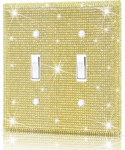 Vista 37 de Dengduoduo Placas de pared, cubierta decorativa para interruptor de luz, cubiertas decorativas de tomacorrientes, diamantes de imitación plateados