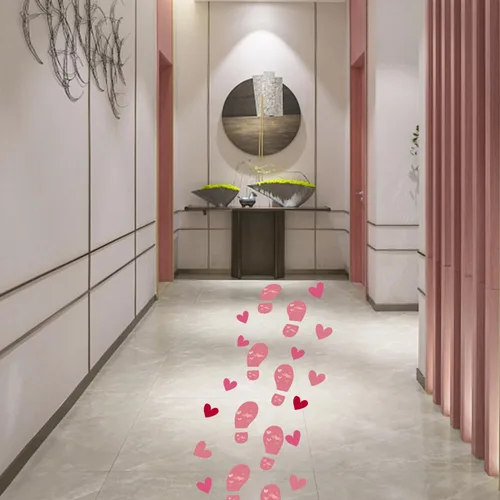 Vista 3 de 16 calcomanías para el suelo de huellas del día de San Valentín, con forma de corazón y pies, autoadhesivas, suministros de decoración de fiesta