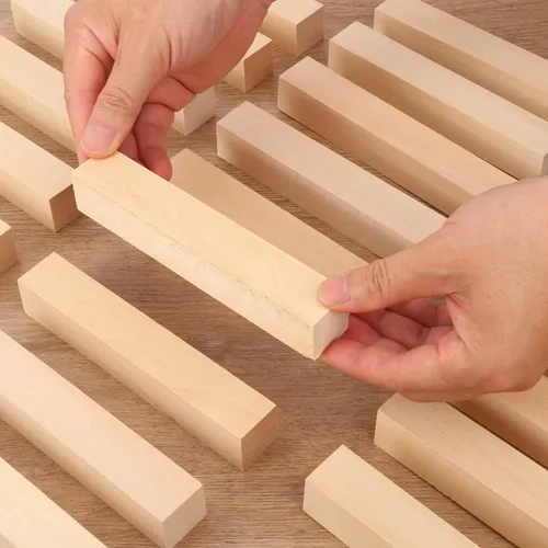Vista 6 de 60 bloques de tallado de madera de tilo, 6 x 1 x 1 pulgada, bloques de tallado de madera suave sin terminar para manualidades, artes, principiantes
