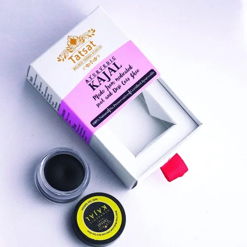 Vista 6 de TATSAT - WELLNESS THROUGH AYURVEDA Baby Kajal, natural, herbal y ayurvédico con hollín medicado y ghee de vaca Desi, seguro para bebés, probado