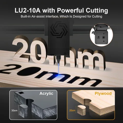 Vista 4 de ORTUR Módulo láser LU2-10A para Laser Master 2 Pro S2, cabezal láser de 10000 mW con boquilla de asistencia para grabadores láser, punto comprimido