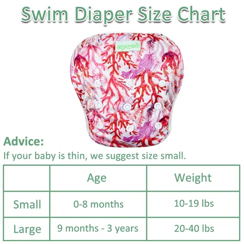 Vista 3 de wegreeco Pañal de natación reutilizable ajustable para bebés y niños pequeños (coral, grande, paquete de 3)