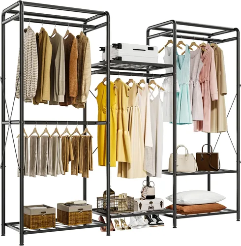 Vista 11 de JOISCOPE Perchero de alambre para ropa, carga máxima de 900 libras, perchero resistente para colgar ropa, organizador de armario grande con 4