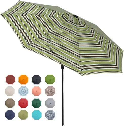 Vista 10 de Tempera Patio Market - Sombrilla de mesa para exteriores con botón de inclinación y manivela, sombrilla grande con poste resistente y toldo Beige