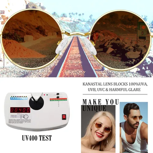 Vista 13 de KANASTAL Gafas de sol redondas polarizadas para mujeres y hombres, estilo hippie con protección UV400
