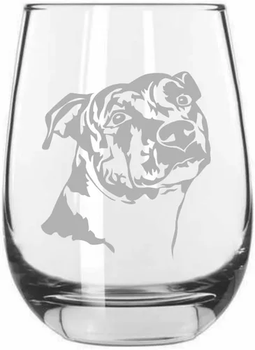 Vista 160 de Shar Pei (chino) - Vaso de vino sin tallo grabado para perro, 15.25 onzas